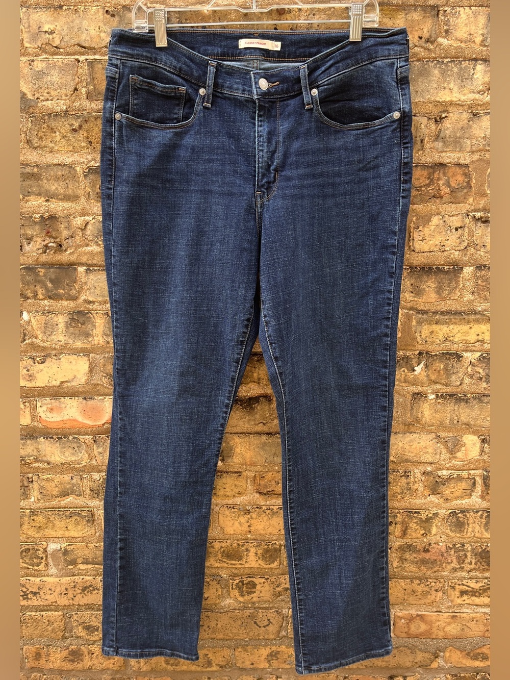 Levi's Classic Straight Leg Denim Jeans Deep Blue Size 16